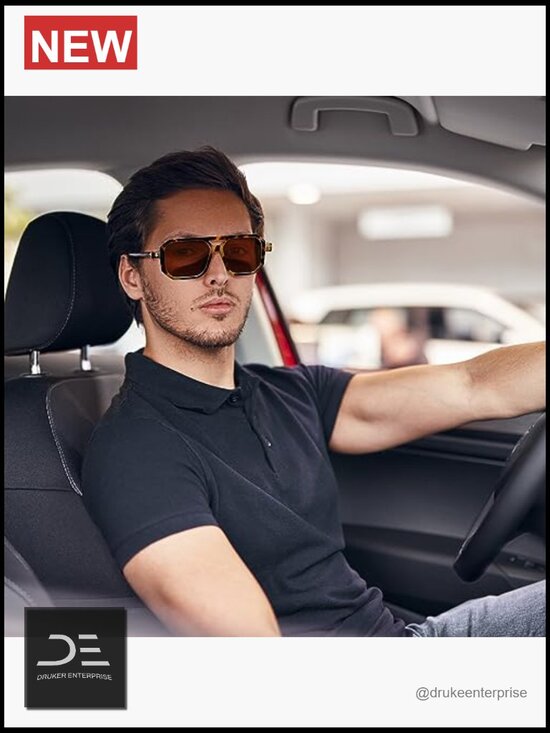Unisex Vintage Square Aviator Sunglasses with UV400 Protection Polarized main image 4